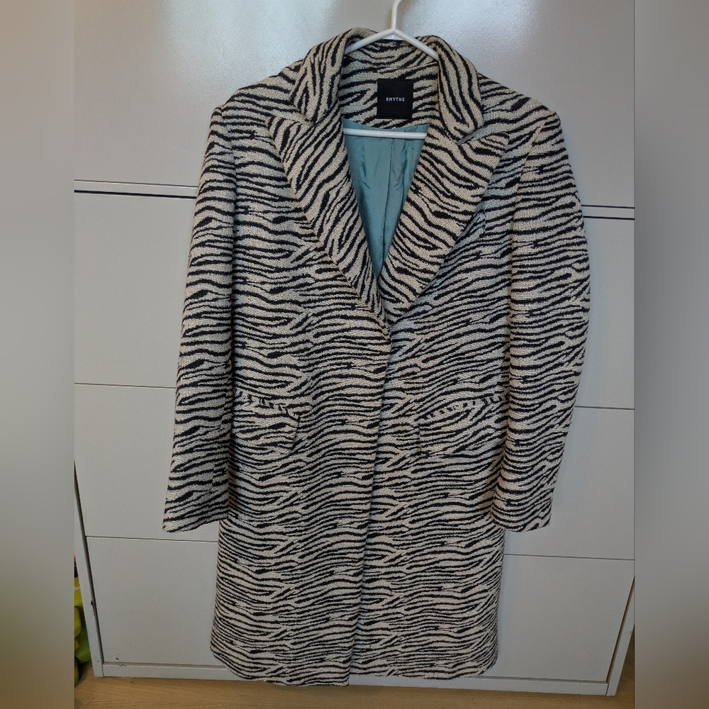 Smythe Black and White Teddy Coat Bold Animal Print